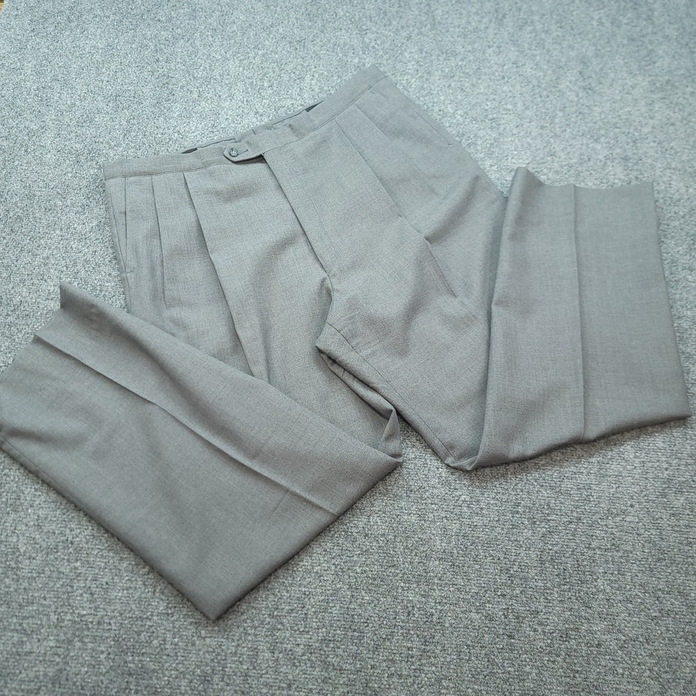 Vintage Sansabelt Jaymar-Ruby Gray 100% Pure Wool Pleated Dress Pants Mens 38x30